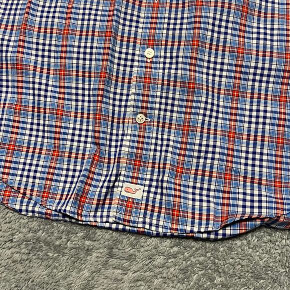 Vineyard Vines Shirt Mens Medium Plaid Slim Murray Blue Red Long Sleeve Button - Picture 2 of 6